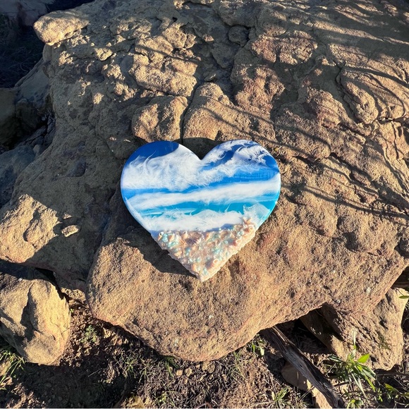 💙🌊Wooden Beach Heart Home Decor - Picture 3 of 5